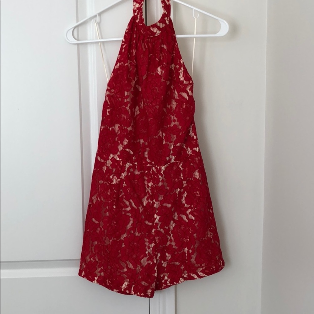Missguided Red & Tan Romper